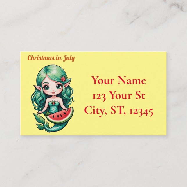 Christmas in July Elf  Mermaid Thunder_Cove  Business Card (Front)