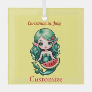 Christmas in July Elf Mermaid Thunder_Cove Glass Tree Decoration
