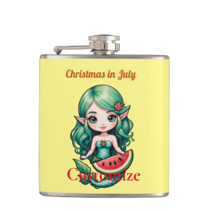 Christmas in July Elf  Mermaid Thunder_Cove  Hip Flask