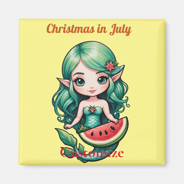 Christmas in July Elf  Mermaid Thunder_Cove  Magnet (Front)