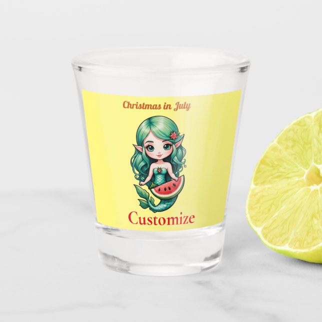 Christmas in July Elf  Mermaid Thunder_Cove  Shot Glass (Front)