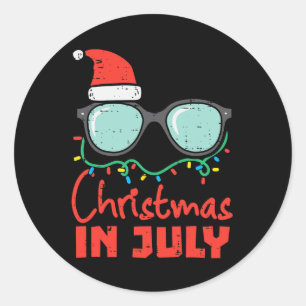 Christmas In July Eye Gles Xmas Summer Women Men K Classic Round Sticker