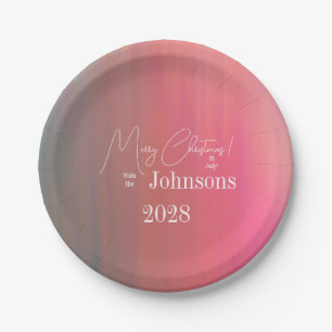 Christmas in July Family Name and Year Paper Plate