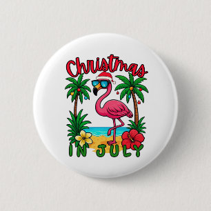 Christmas in July Flamingo 6 Cm Round Badge