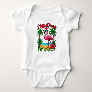 Christmas in July Flamingo Baby Bodysuit
