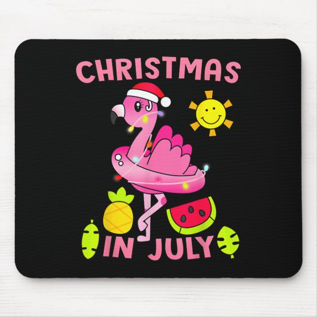 Christmas In July Flamingo Beach Summer Christmas  Mouse Mat (Front)