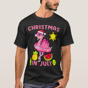 Christmas In July Flamingo Beach Summer Christmas T-Shirt