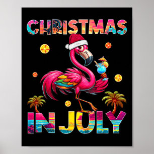 Christmas In July Flamingo Beach Summer Hawaii Gir Poster