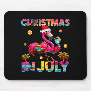 Christmas in july flamingo beach summer hawaii mouse mat