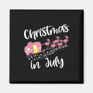 Christmas In July Flamingo Camping Camper Magnet