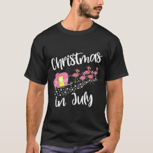 Christmas In July Flamingo Camping Camper  T-Shirt