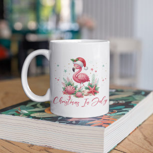 Christmas in July Flamingo Coffee Mug