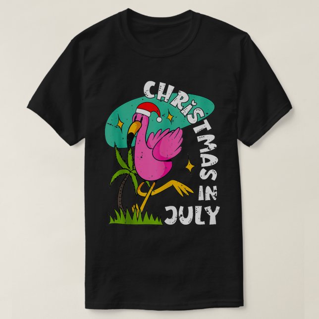 Christmas In July Flamingo Cute Beach Summer Chris T-Shirt (Design Front)