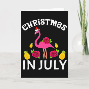 Christmas In July Flamingo Hawaiian Summer Beach V Card