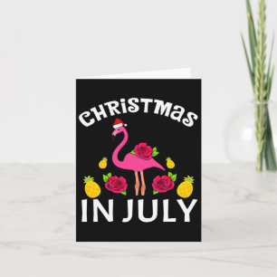 Christmas In July Flamingo Hawaiian Summer Beach V Card