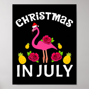 Christmas In July Flamingo Hawaiian Summer Beach V Poster