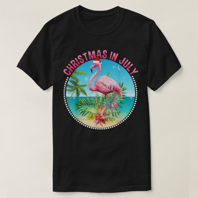 Christmas In July Flamingo In Santa Hat Kids Toddl T-Shirt (Design Front)