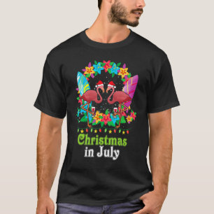 Christmas In July Flamingo Merry Mele Kalikimaka H T-Shirt