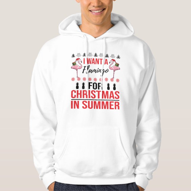 Christmas In July Flamingo Merry Sommer Ugly Hoodie (Front)