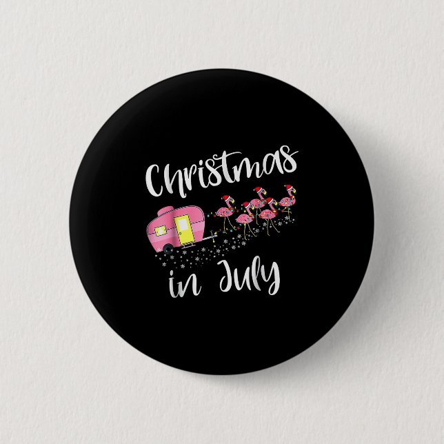 Christmas In July Flamingo Nk  6 Cm Round Badge (Front)