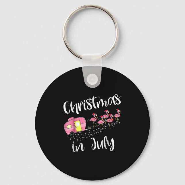 Christmas In July Flamingo Nk  Key Ring (Front)