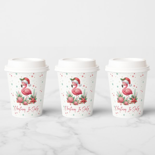 Christmas in July Flamingo Paper Cups (Multi)