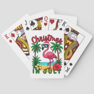 Christmas in July Flamingo Playing Cards