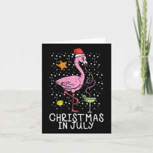 Christmas In July Flamingo Santa Summer Xmas Women Card