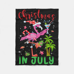 Christmas In July Flamingo Santa Summer Xmas Women Fleece Blanket
