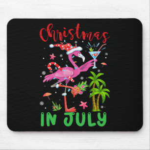 Christmas In July Flamingo Santa Summer Xmas Women Mouse Mat