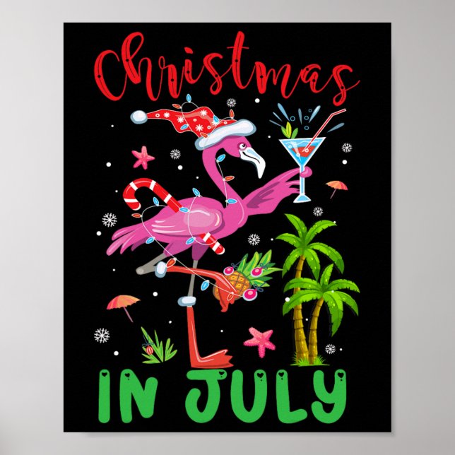 Christmas In July Flamingo Santa Summer Xmas Women Poster (Front)