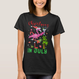 Christmas In July Flamingo Santa Summer Xmas Women T-Shirt