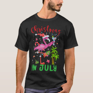 Christmas In July Flamingo Santa Summer Xmas Women T-Shirt