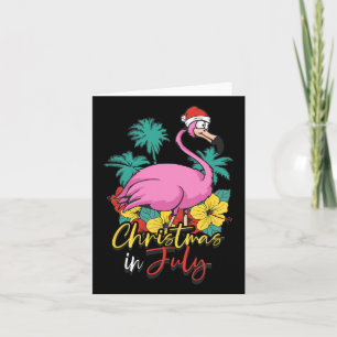 Christmas In July Flamingo Summer Beach Vacation Card