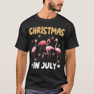 Christmas In July Flamingo Trailer Summer T-Shirt