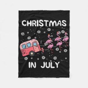 Christmas In July Flamingo Trailer Summer Xmas Cam Fleece Blanket