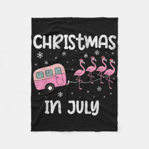 Christmas In July Flamingo Trailer Summer Xmas Cam Fleece Blanket