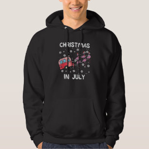 Christmas In July Flamingo Trailer Summer Xmas Cam Hoodie
