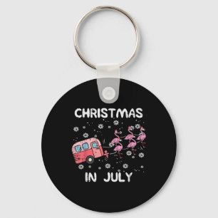 Christmas In July Flamingo Trailer Summer Xmas Cam Key Ring