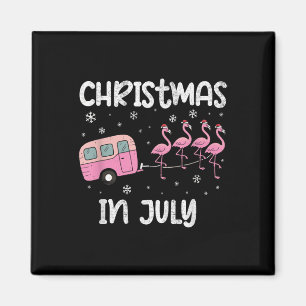 Christmas In July Flamingo Trailer Summer Xmas Cam Magnet