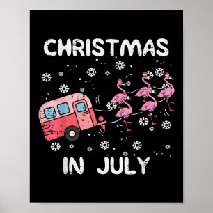 Christmas In July Flamingo Trailer Summer Xmas Cam Poster