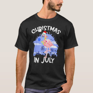 Christmas In July Flamingo Vacation Summer Beach T-Shirt