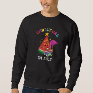 Christmas In July Flamingo Watermelon Xmas Beach Sweatshirt