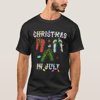 Christmas In July Flip Flap Christmas Light Summer T-Shirt