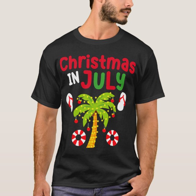Christmas In July Flip Flop Funny Summer Xmas Men  T-Shirt (Front)