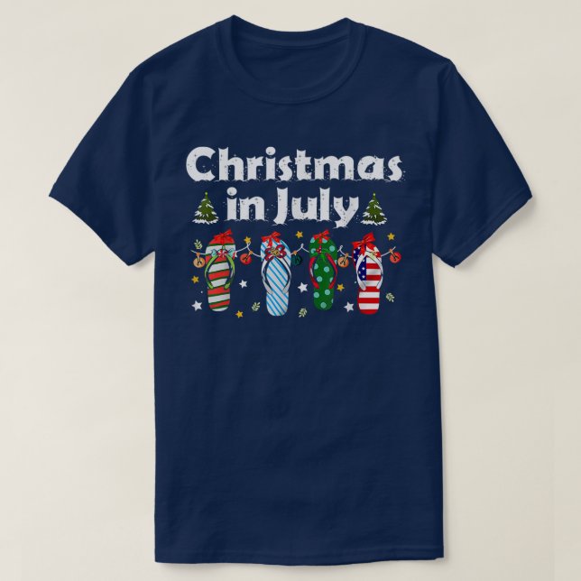 Christmas in July Flip Flop Summer Beach presents  T-Shirt (Design Front)