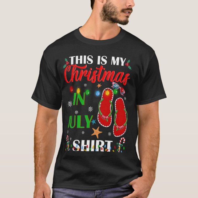 Christmas In July Flip-Flop With Christmas Lights  T-Shirt (Front)