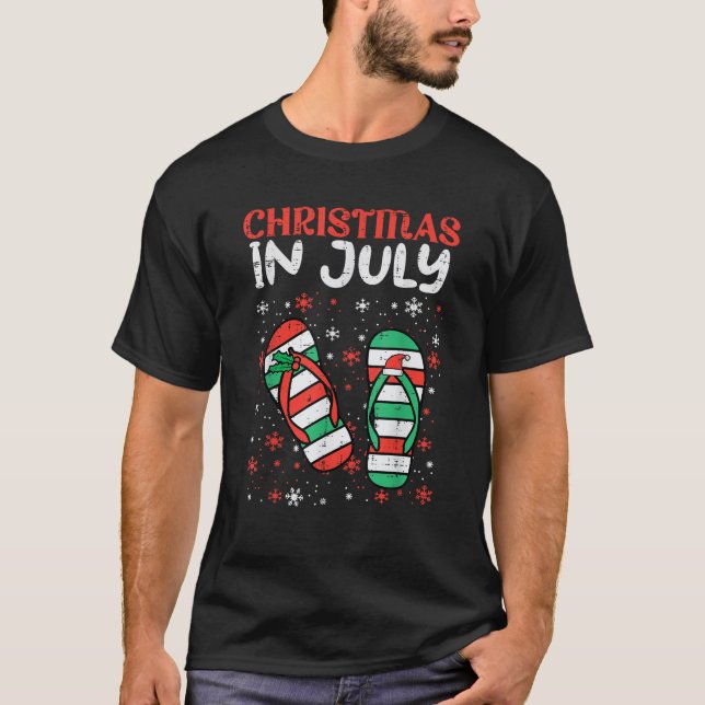 Christmas In July Flip Flops Beach Summer Women Gi T-Shirt (Front)