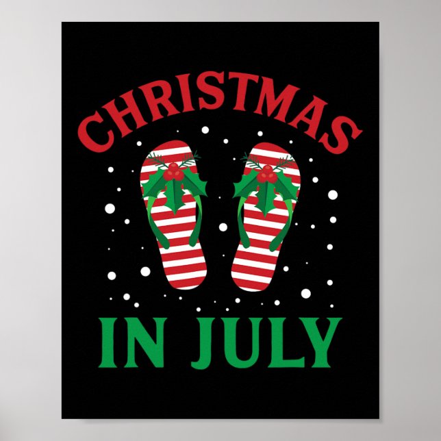 Christmas In July Flip Flops Funny Beach Summer  Poster (Front)