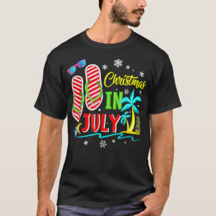 Christmas In July Flip Flops Funny Beach Summer Va T-Shirt
